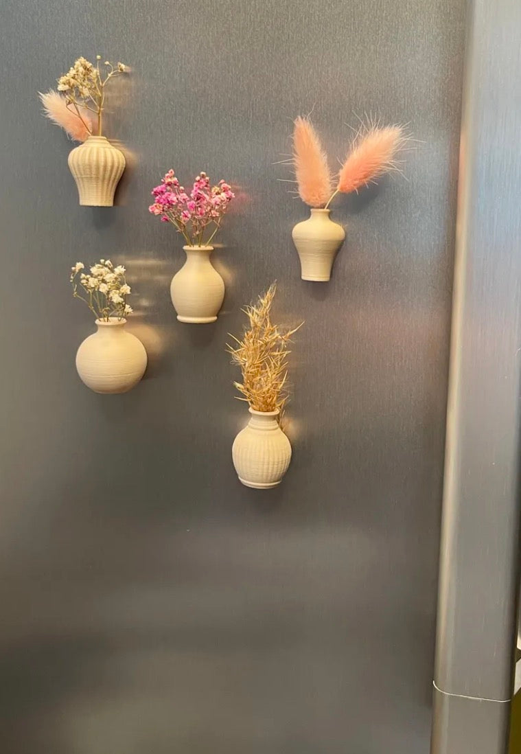 Set van 5 magnetische mini vaasjes